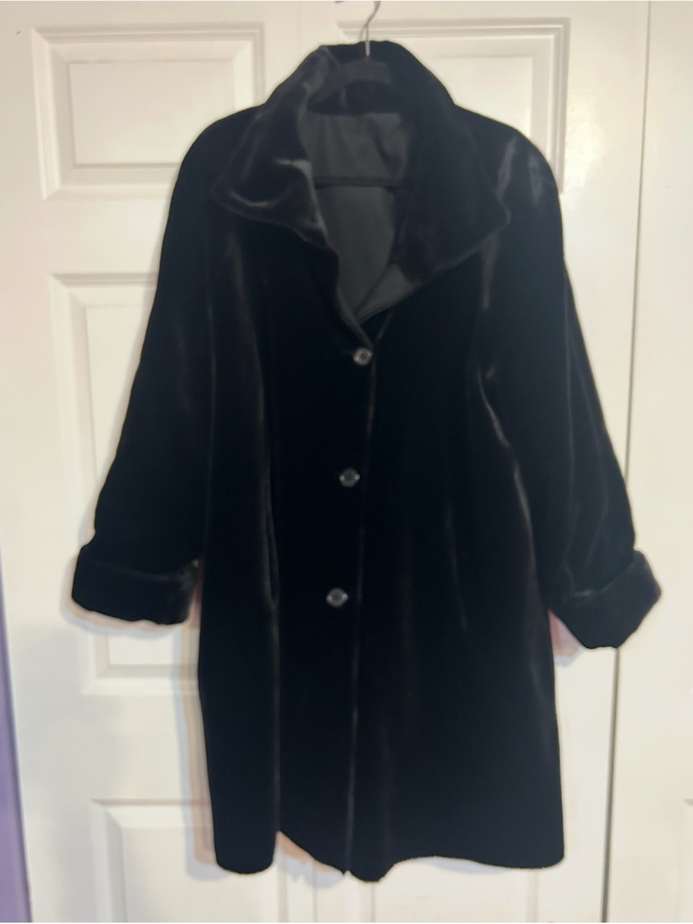 Black Plush Women's Reversible Coat - from France
